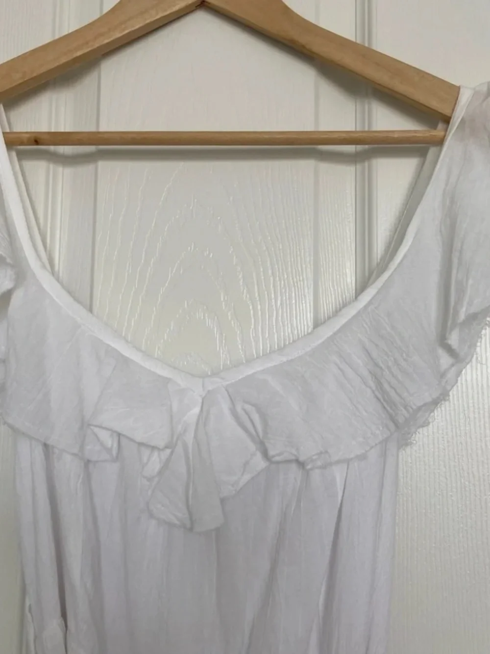 Rue Stiic Clara White Cotton Ruffle High-Low Maxi Dress NWOT Size S